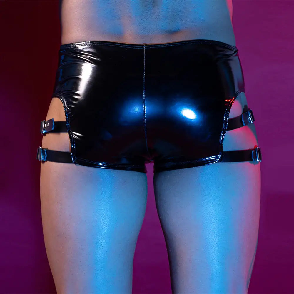 Skivvies - Sexy PU Leather Zipped and Hollow Male Underwear - Frisky Business Adult Sex Toys Shop