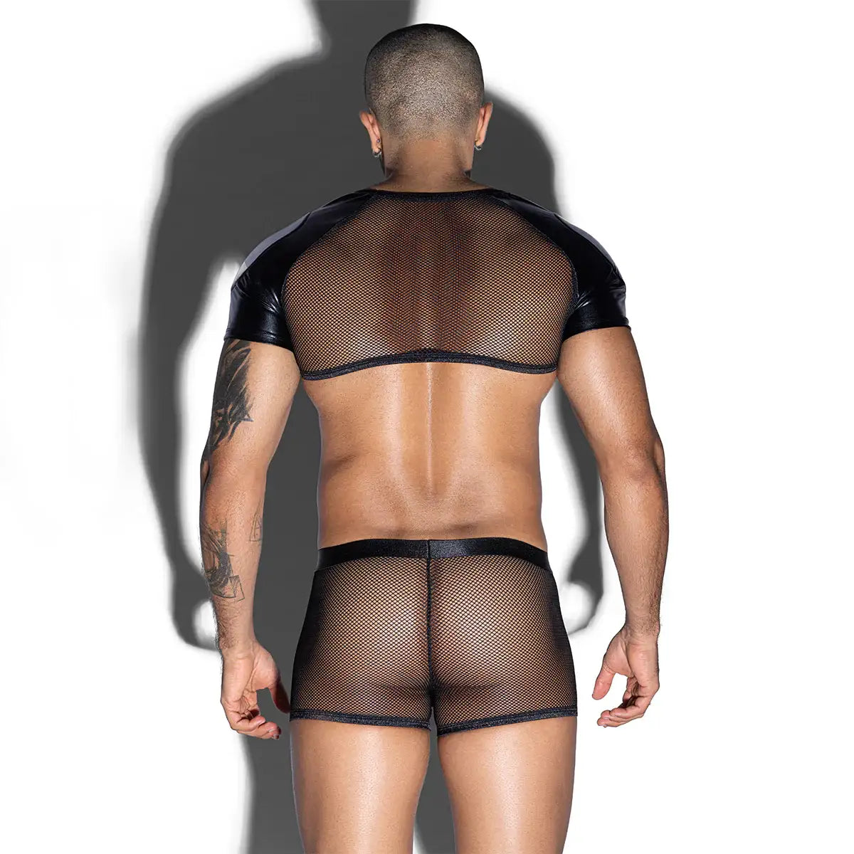 Gentsuit - 2 Pcs Semi Transparent Fishnet Underwear and Elastic Waist Cut In Designed Men Sleepwear - Frisky Business Adult Sex Toys Shop