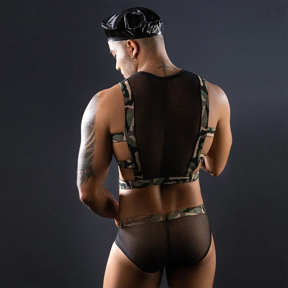 Gentsuit - 3 Pcs Semi-Transparent Army Costume with Hat - Frisky Business Adult Sex Toys Shop
