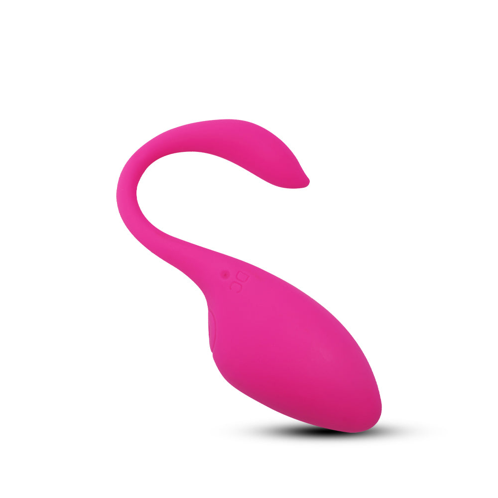 Slim wearable pink vibrator with curved ergonomic design for targeted internal stimulation