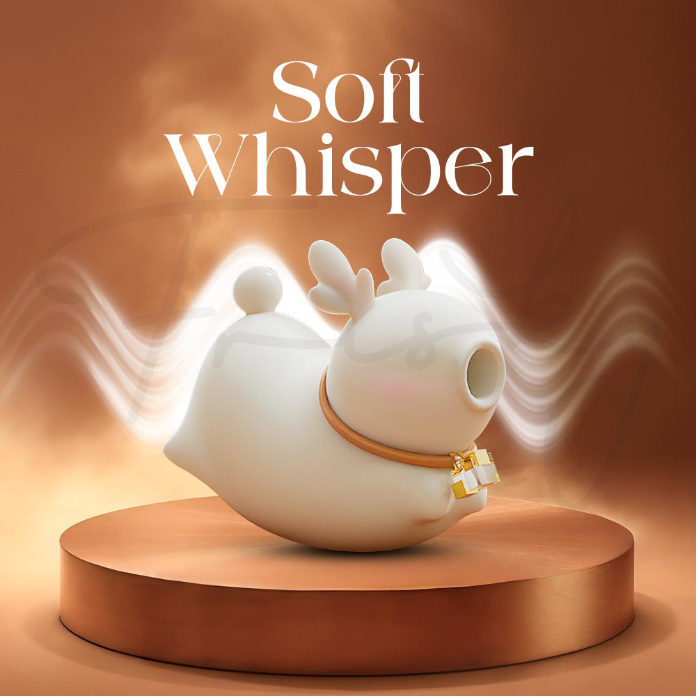 Elegant product shot emphasizing quiet operation and gentle suction stimulation experience