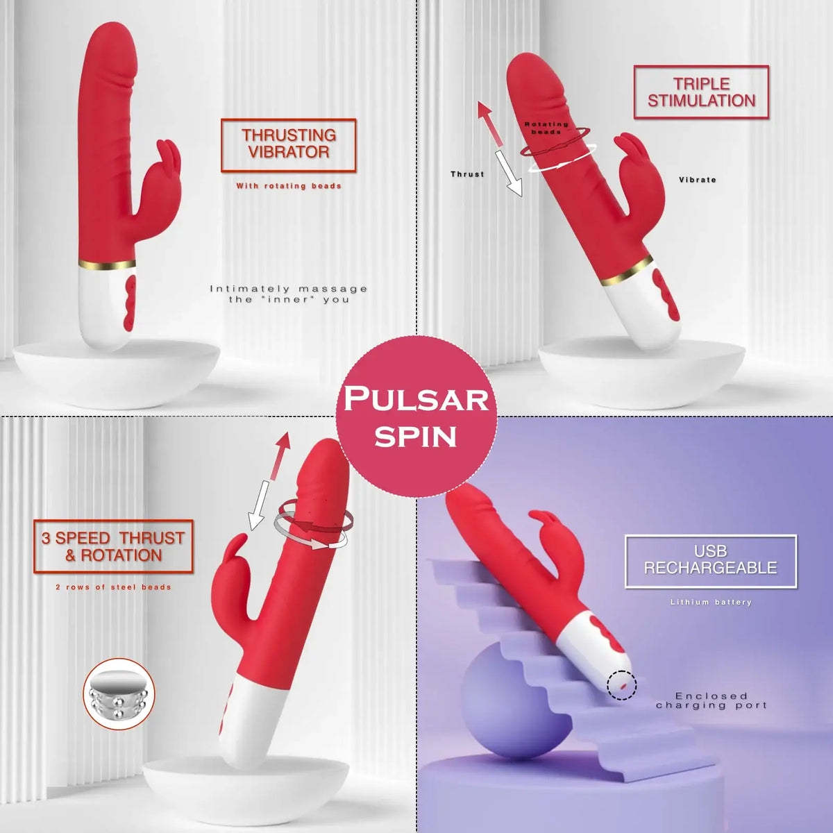 Spinning Sensation Dynamo – Triple Stimulation Vibrator - Frisky Business Adult Sex Toys Shop