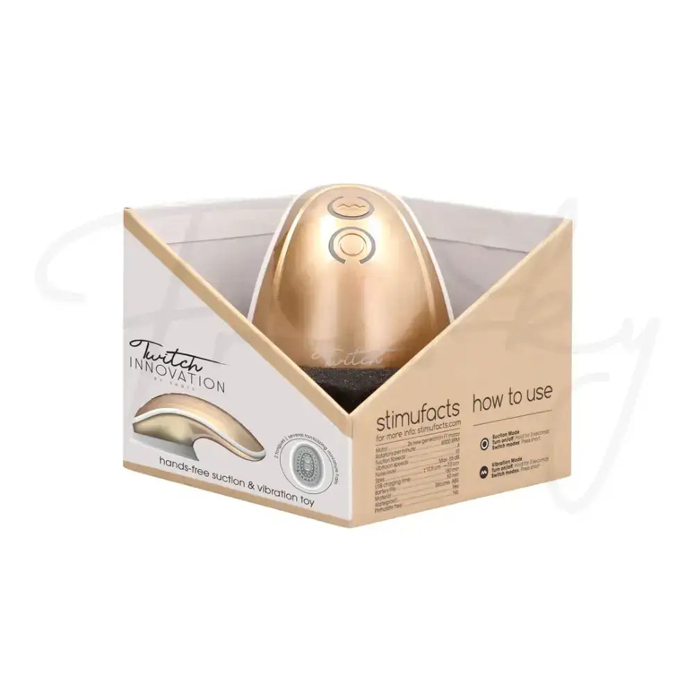 SHOTS Twitch Handsfree Suction and Vibration Toy Gold USB rechargeable with long-lasting battery for uninterrupted intimate sessions Singapore
