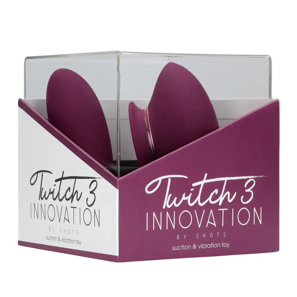 SHOTS Twitch 3 Rechargeable Vibrator and Suction Burgundy Portable wearable design for flexible solo or couple intimate use Singapore