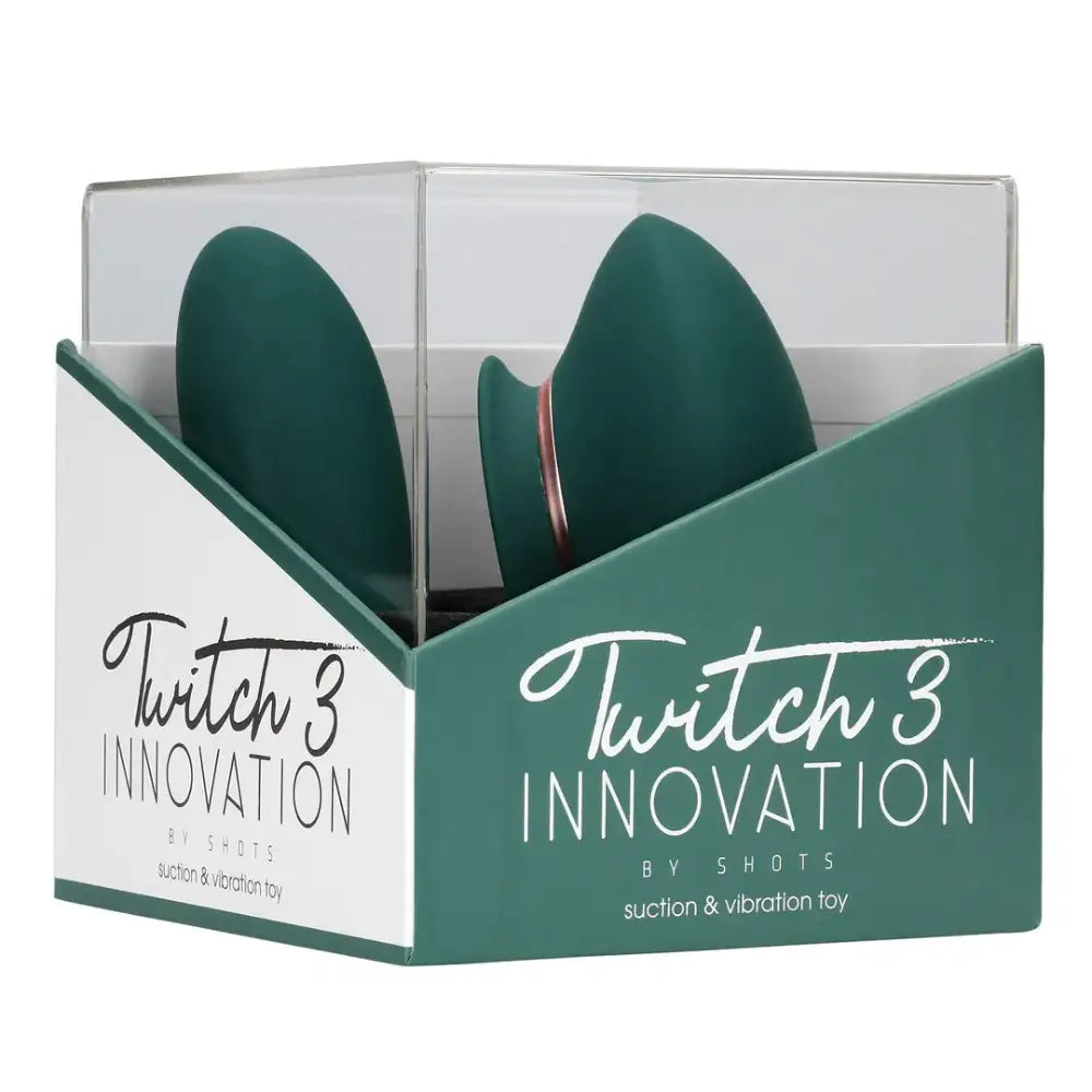 SHOTS Twitch 3 Rechargeable Vibrator and Suction Forest Green Portable wearable design for flexible solo or couple intimate use Singapore