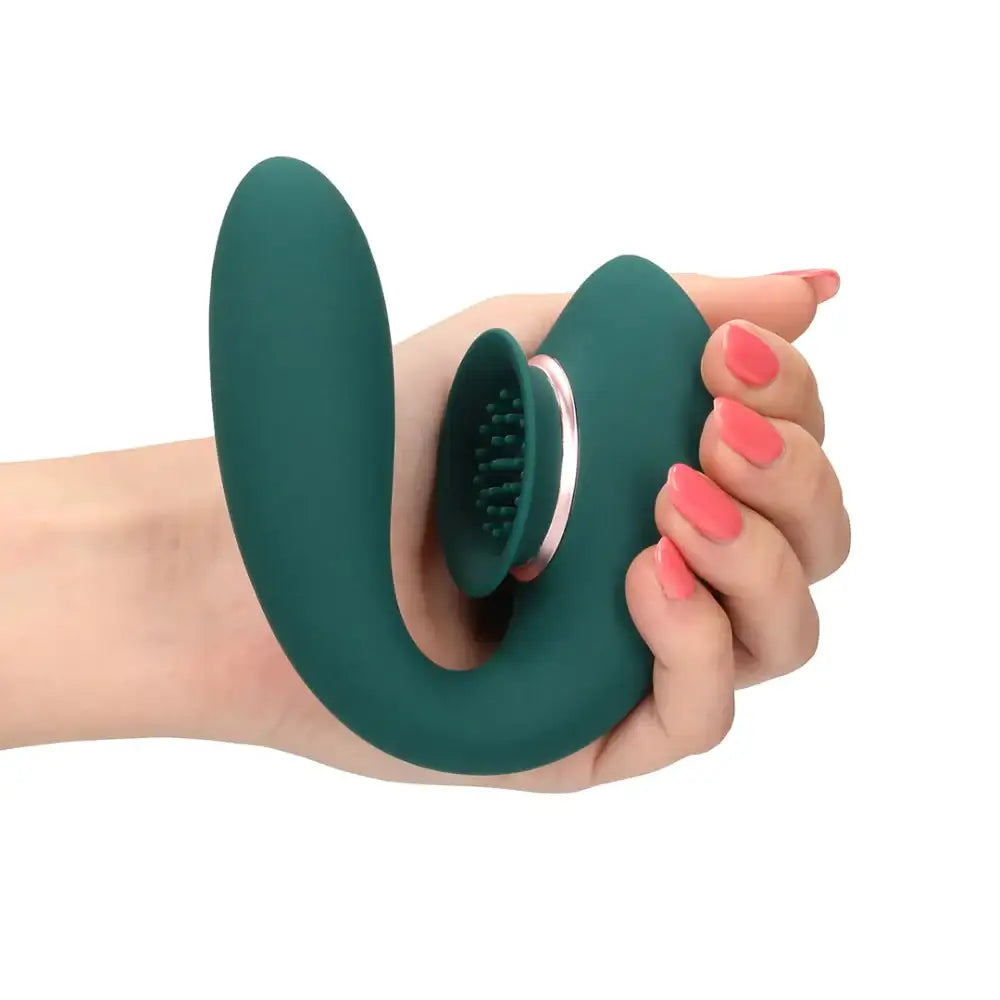 SHOTS Twitch 3 Rechargeable Vibrator and Suction Forest Green Rechargeable adult toy with sleek forest green finish for modern and stylish aesthetics Singapore