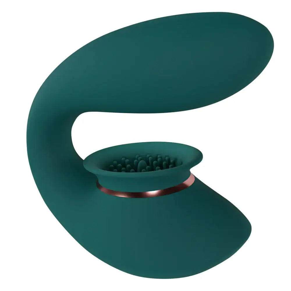SHOTS Twitch 3 Rechargeable Vibrator and Suction Forest Green App controlled with customizable suction and vibration modes for interactive adult experiences Singapore