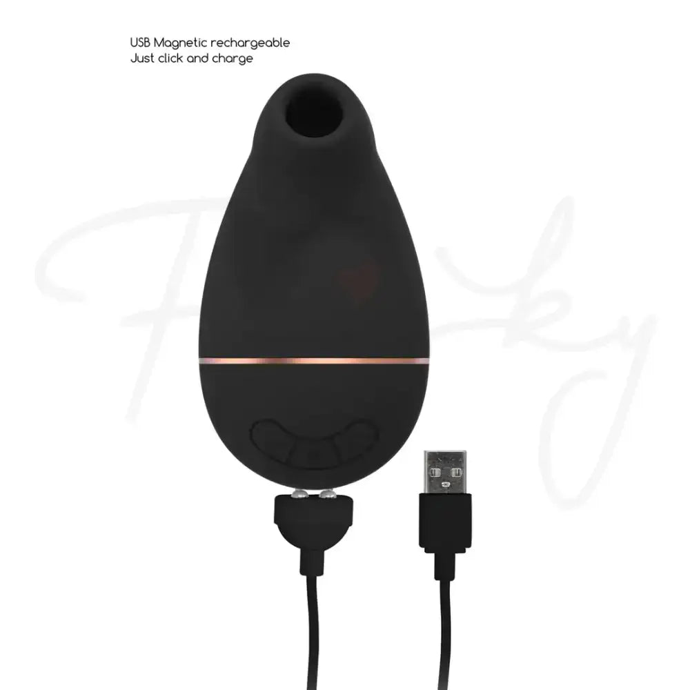 SHOTS Kissable Sucking Vibrator Black Sleek black adult toy offering realistic oral simulation and enhanced stimulation Singapore