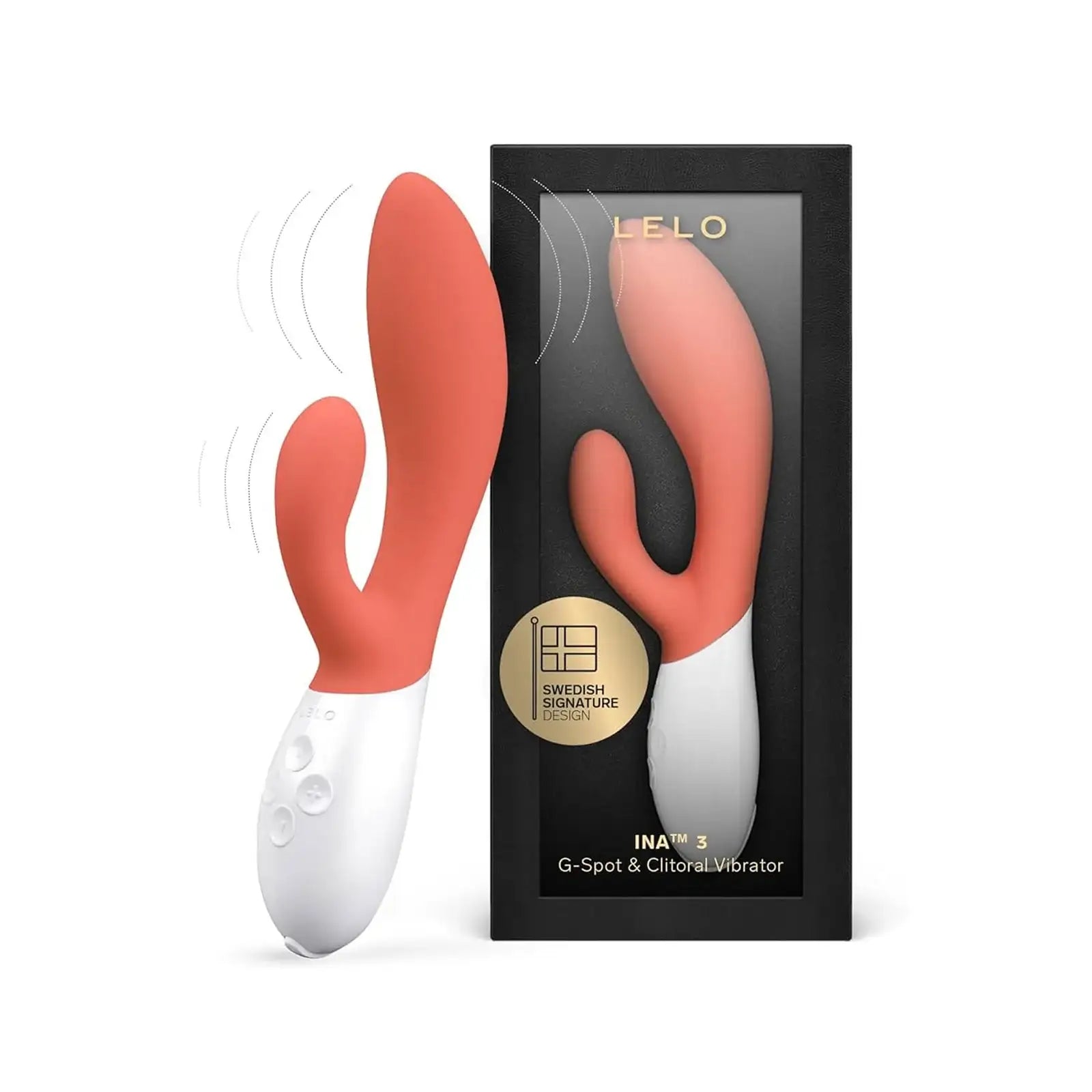 Lelo - Ina™ 3 - Rabbit Vibrator - Coral Red - Frisky Business Adult Sex Toys Shop
