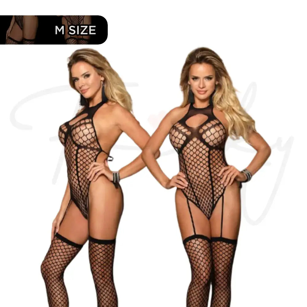 Bodystocking- 1 Pc Fishnet Black Body Stocking - Frisky Business Adult Sex Toys Shop