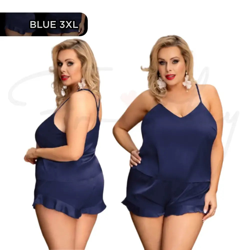 Cami Set - 2 Pcs Satin Chiffon Sleepwear with Short Pants - Frisky Business Adult Sex Toys Shop