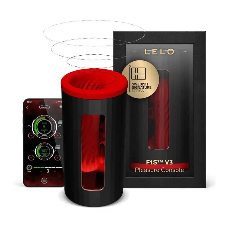 Lelo - F1S V3 App AI Interactive Masturbator - Red (2 Sizes) - Frisky Business Adult Sex Toys Shop