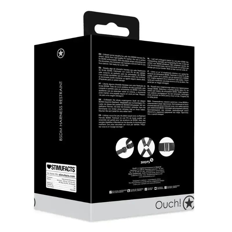 SHOTS Ouch! BSDM Harness Restraint Black premium-quality harness designed for safe, durable, and comfortable adult restraint play Singapore