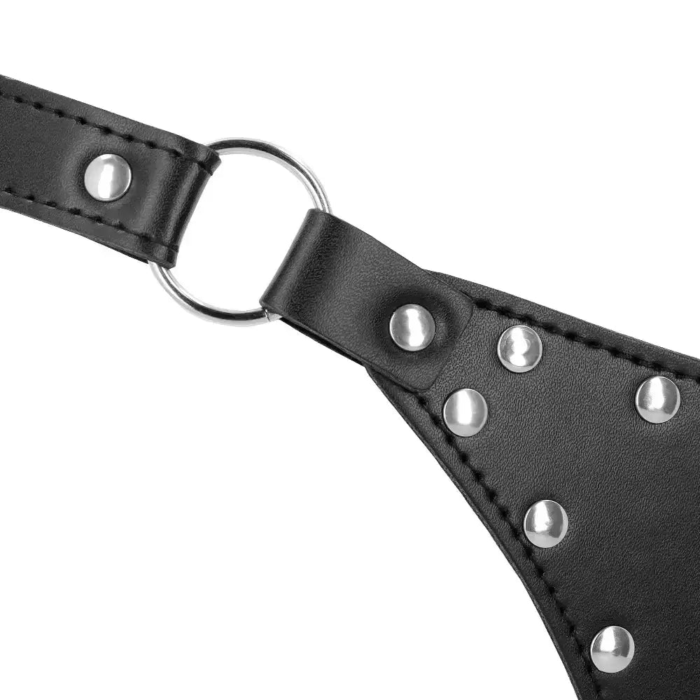 SHOTS Ouch! PU Leather Chastity Thong with Chain Detail ergonomic fit with adjustable straps for personalized sizing Singapore