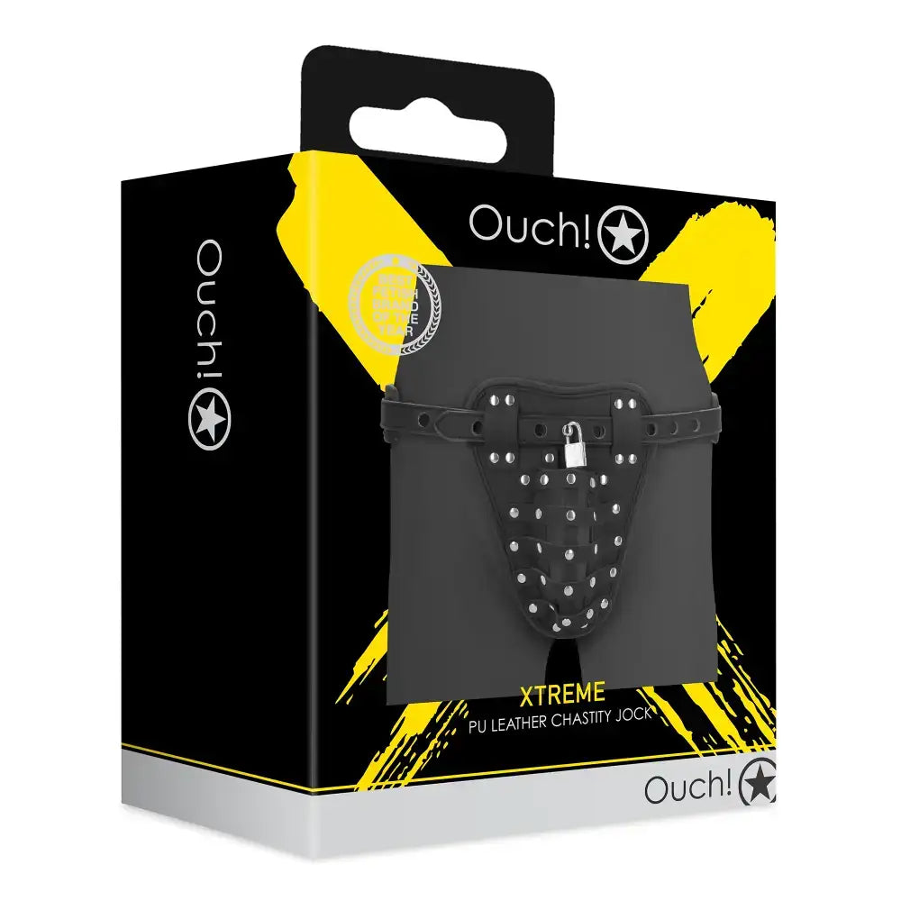 SHOTS Ouch! PU Leather Chastity Jock ideal for partner interaction and creative roleplay scenarios Singapore