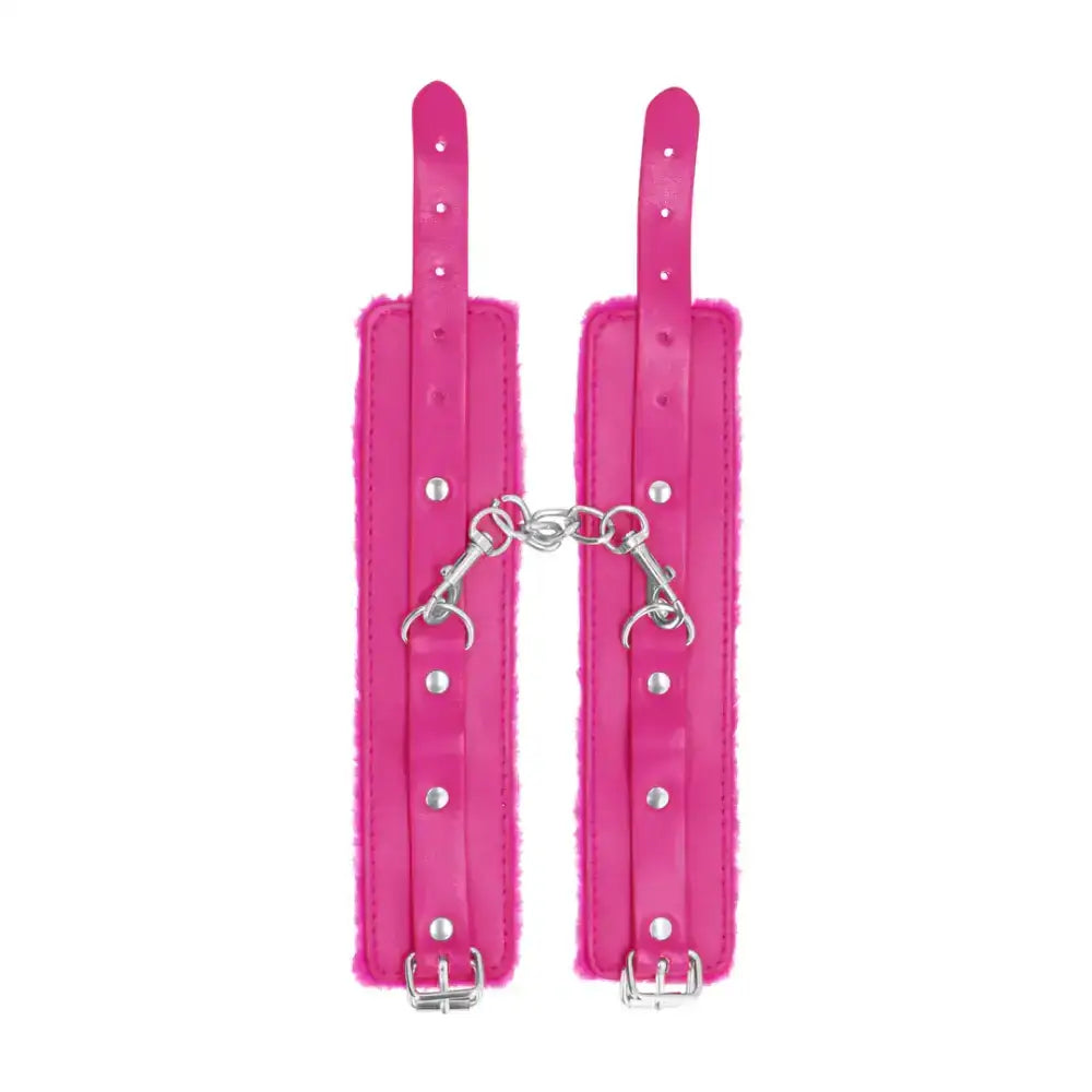 SHOTS Ouch! Plush Leather Handcuffs quick-release metal buckles for easy adjustment and controlled bondage experience Singapore