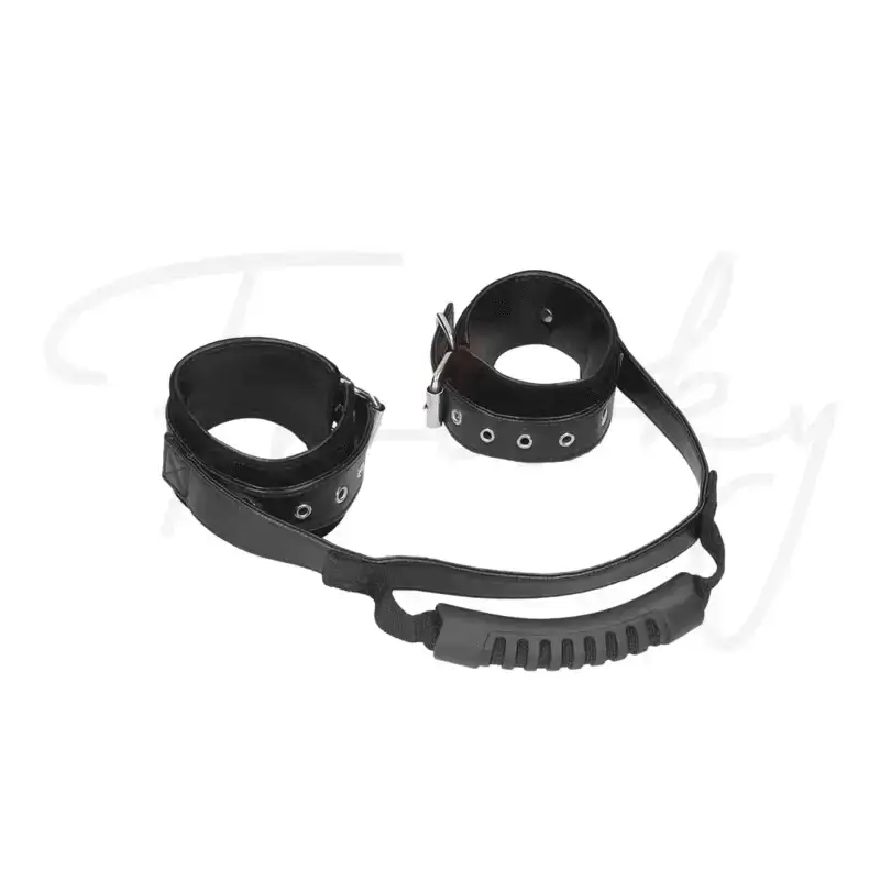 SHOTS Ouch! Bonded Leather Hand Cuffs with Handle smooth leather surface for comfortable yet secure grip Singapore