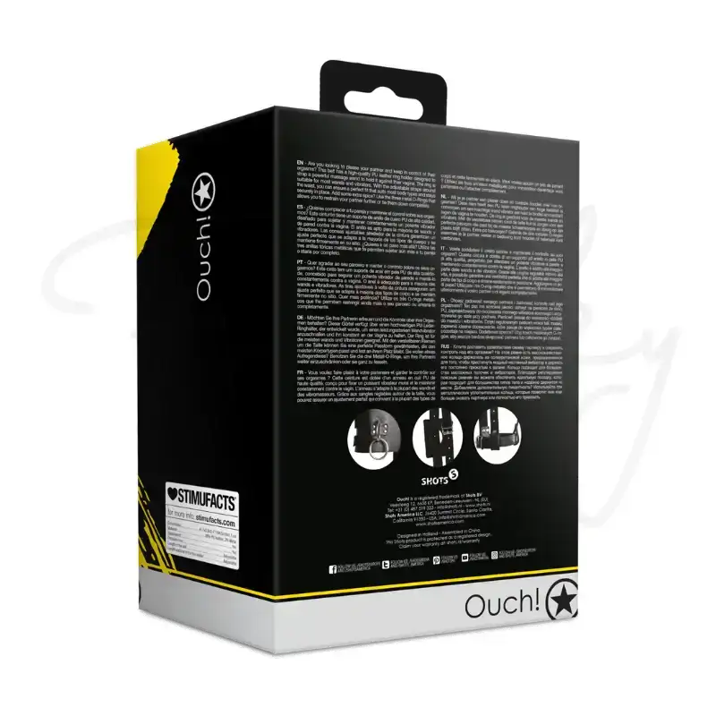 SHOTS Ouch! Belt with Vibrator Holder black high-quality material for safe and durable wearable adult accessory Singapore