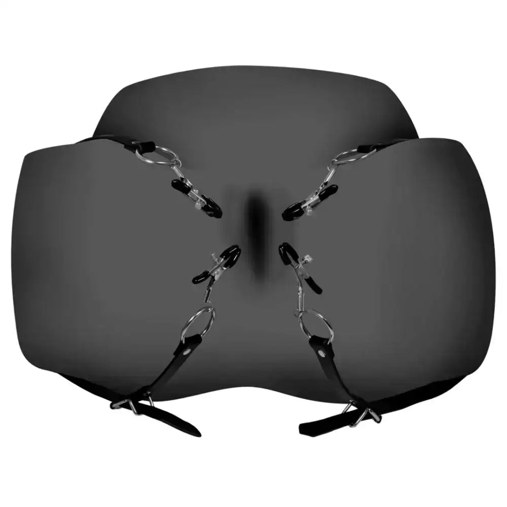 SHOTS Ouch! Labia Spreader with Clamps Black compatible with other accessories for versatile adult play setups Singapore