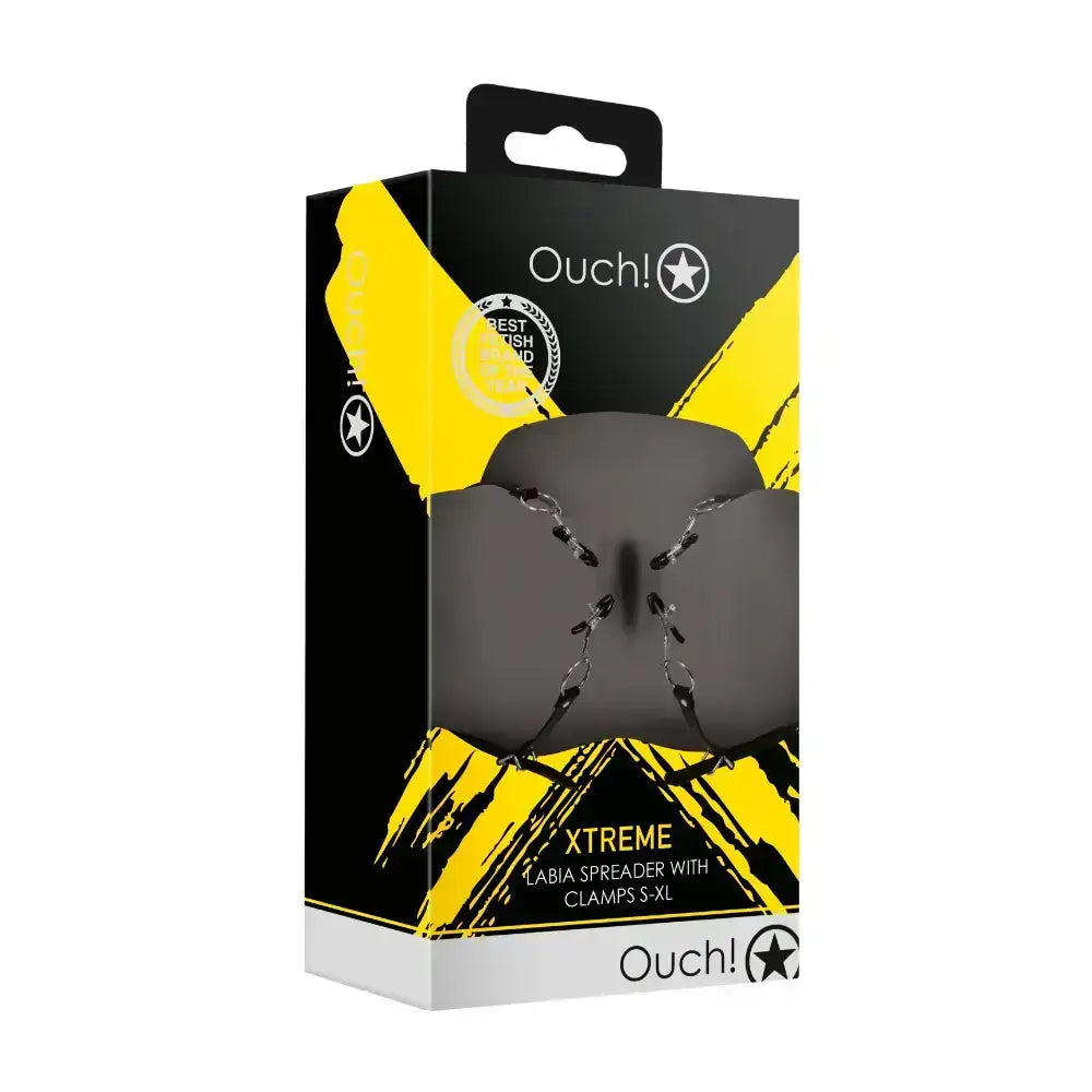 SHOTS Ouch! Labia Spreader with Clamps Black modern aesthetic enhances visual appeal during creative roleplay Singapore