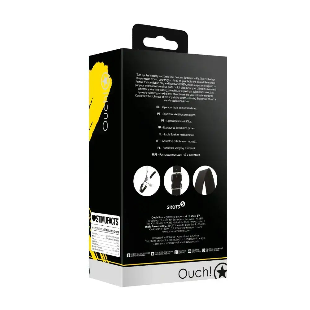 SHOTS Ouch! Labia Spreader with Clamps Black ideal for adult lifestyle scenarios and partner interaction Singapore
