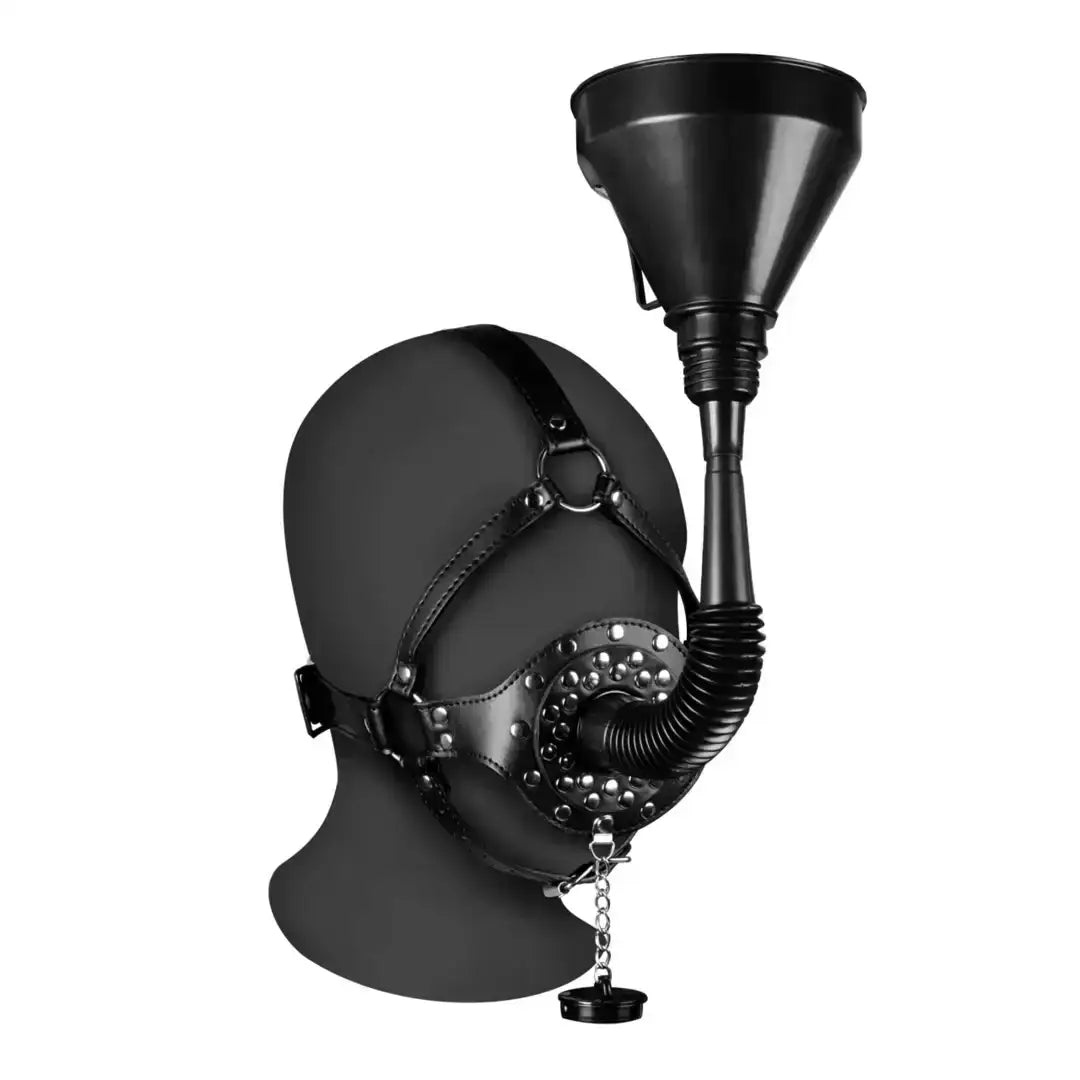 SHOTS Ouch! Open Mouth Gag Head Harness with Funnel Black funnel-style gag design for consistent positioning and comfort Singapore