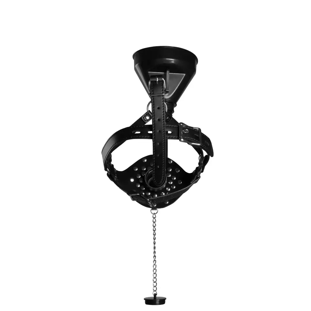 SHOTS Ouch! Open Mouth Gag Head Harness with Funnel Black lightweight and sturdy design suitable for solo or partnered use Singapore