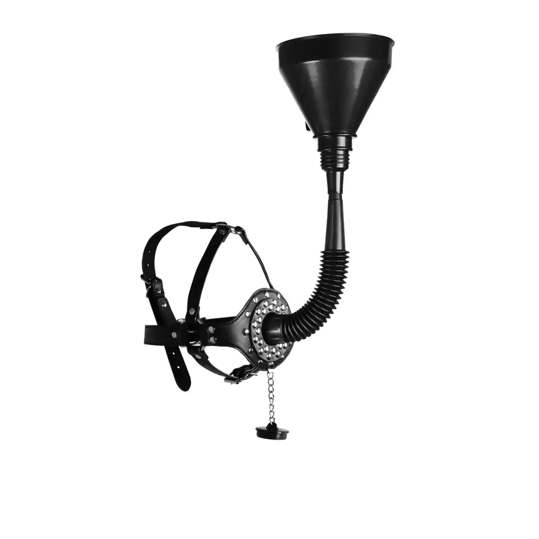 SHOTS Ouch! Open Mouth Gag Head Harness with Funnel Black versatile design compatible with other restraint accessories for interactive sessions Singapore