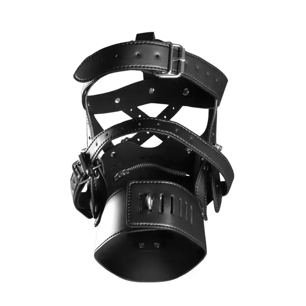 SHOTS Ouch! Head Harness with Zip-up Mouth and Lock Black ergonomic design providing secure restraint with zip-up mouth for interactive experiences Singapore