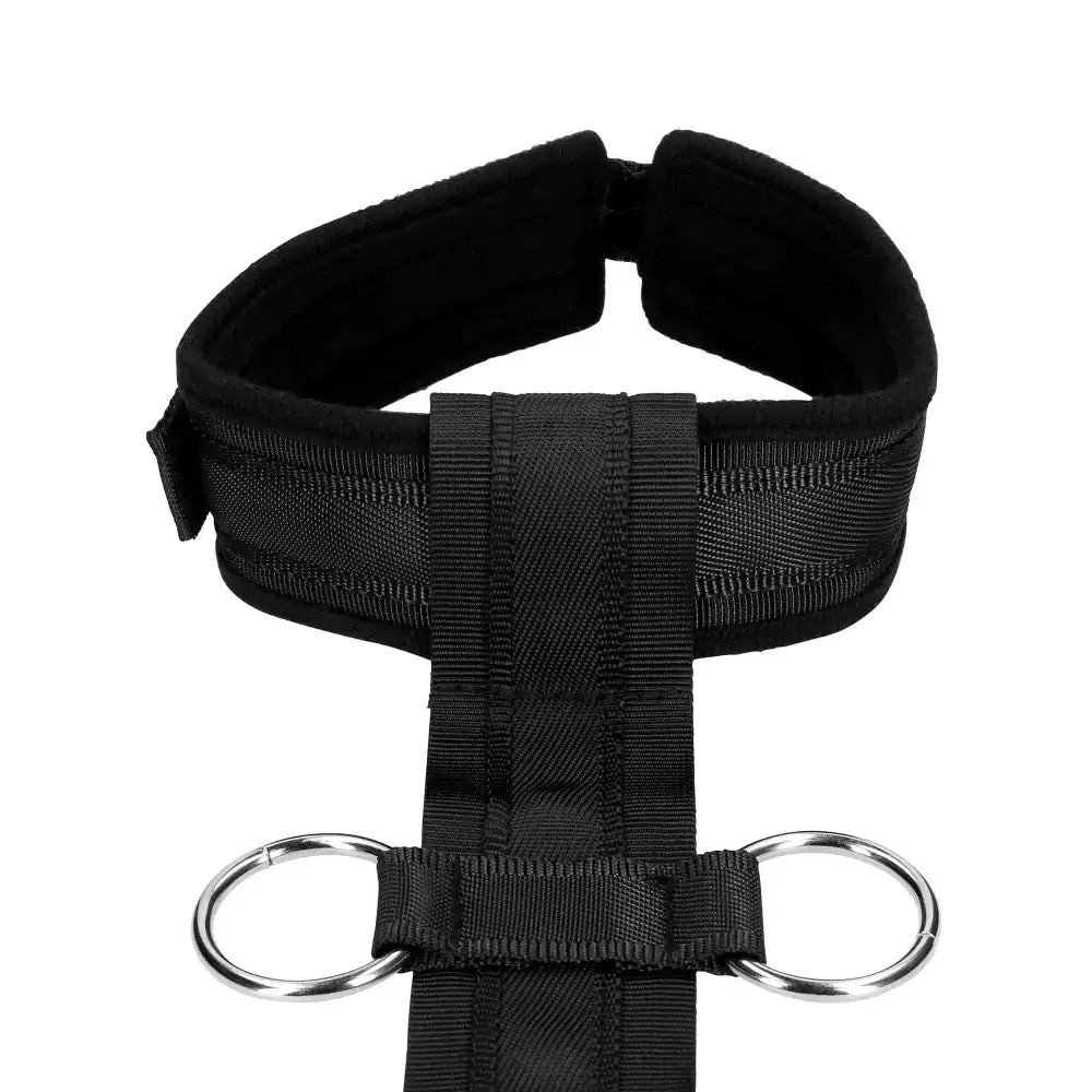 SHOTS Ouch! Restraint Harness with Collar and Hand Cuffs Black soft-touch materials for comfortable wearable bondage and secure restraint Singapore