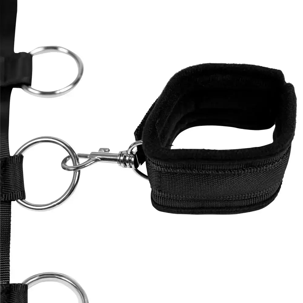 SHOTS Ouch! Restraint Harness with Collar and Hand Cuffs Black lightweight yet sturdy restraint system for interactive adult use Singapore