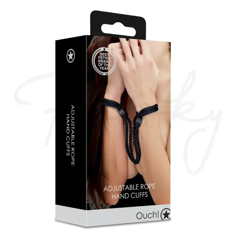 SHOTS Ouch! Adjustable Rope Hand Cuffs black lightweight and flexible for versatile interactive play Singapore