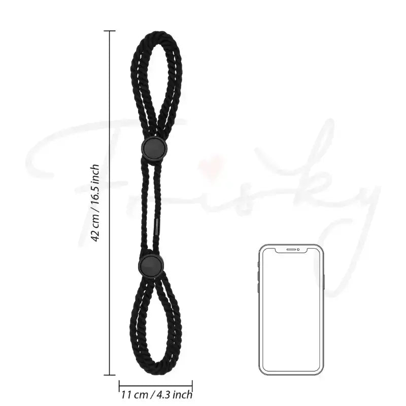 SHOTS Ouch! Adjustable Rope Hand Cuffs black soft rope surface enhances comfort while maintaining secure hold Singapore
