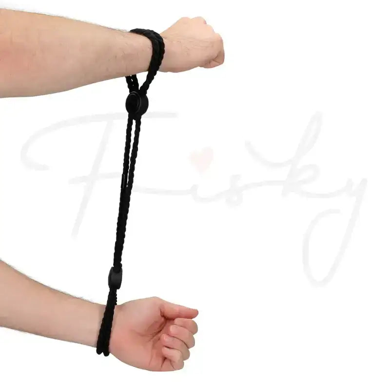 SHOTS Ouch! Adjustable Rope Hand Cuffs black versatile rope hand cuffs ideal for solo or partner bondage Singapore