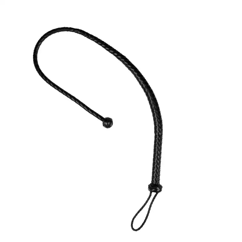 SHOTS Ouch! PU Leather Whip with Knot Detail - Black - Frisky Business Adult Sex Toys Shop