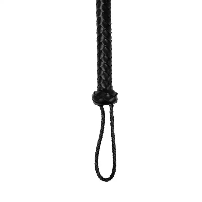 SHOTS Ouch! PU Leather Whip with Knot Detail - Black - Frisky Business Adult Sex Toys Shop