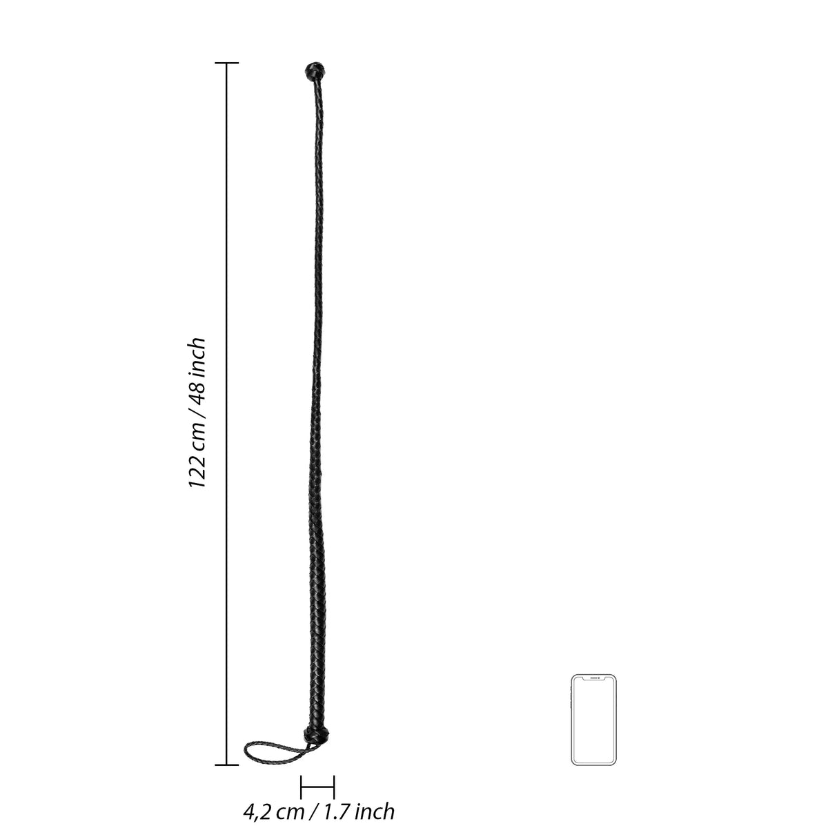 SHOTS Ouch! PU Leather Whip with Knot Detail - Black - Frisky Business Adult Sex Toys Shop