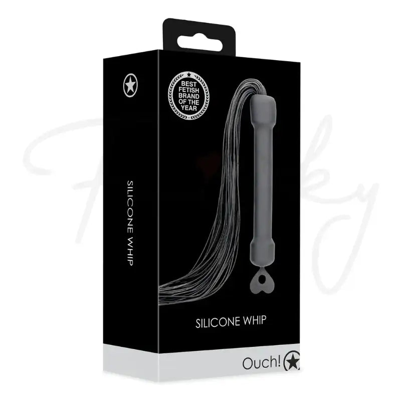 SHOTS Ouch! Beginners Silicone Whip black soft silicone strands for gentle impact and comfortable restraint play Singapore