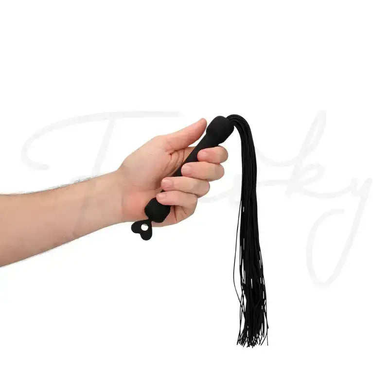 SHOTS Ouch! Beginners Silicone Whip black versatile design for interactive playful scenarios in intimate settings Singapore