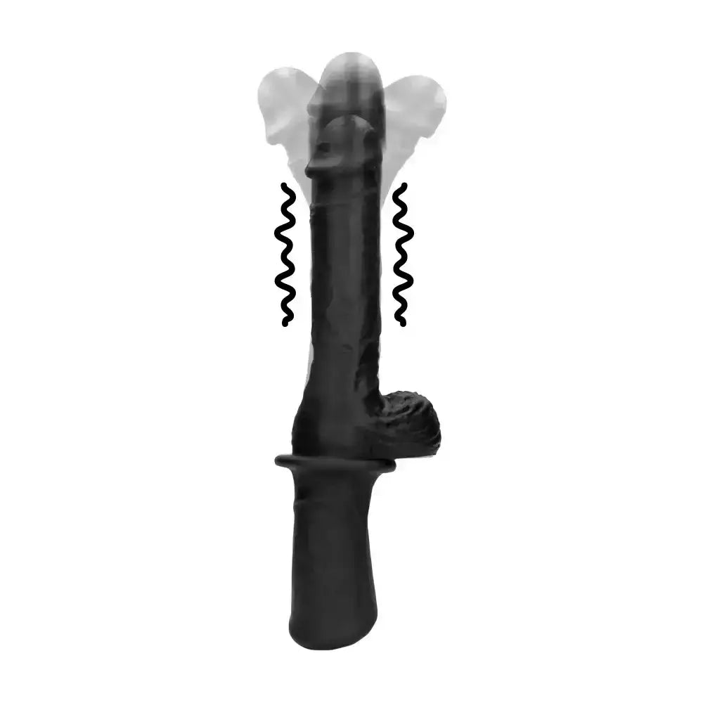 SHOTS Ouch! Hand Held Liquid Silicone Vibrating and Thrusting Sex Machine Black lightweight and portable for discreet storage and convenient travel Singapore