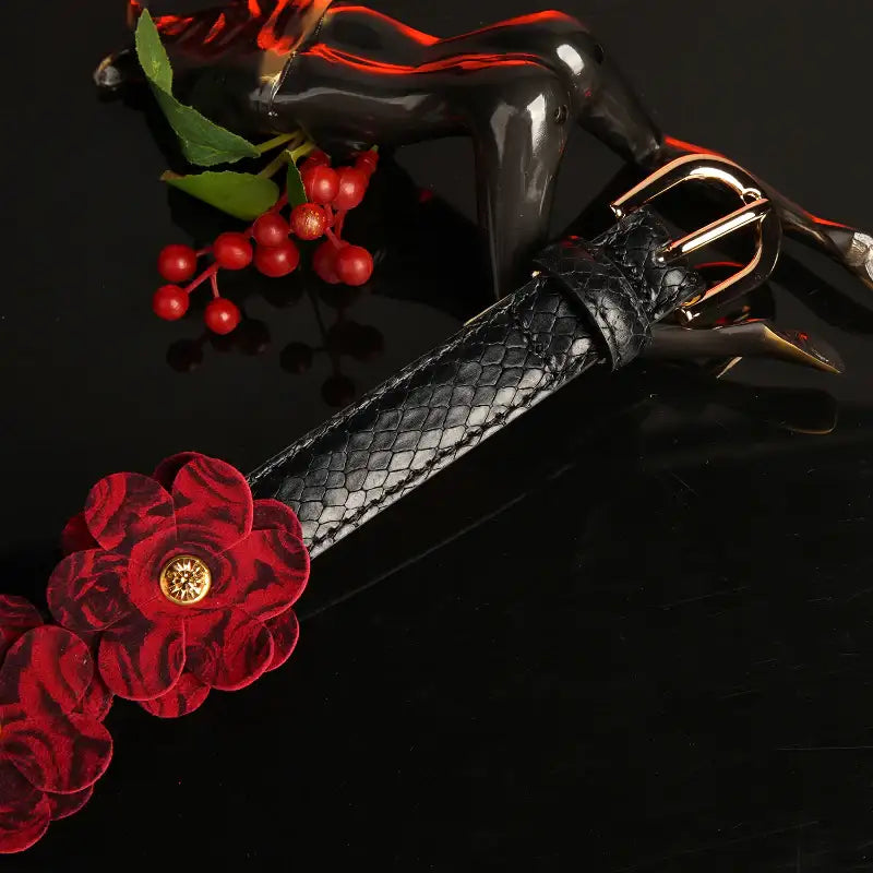 Crimson Collar - Genuine Leather Neck Collar - Frisky Business Adult Sex Toys Shop