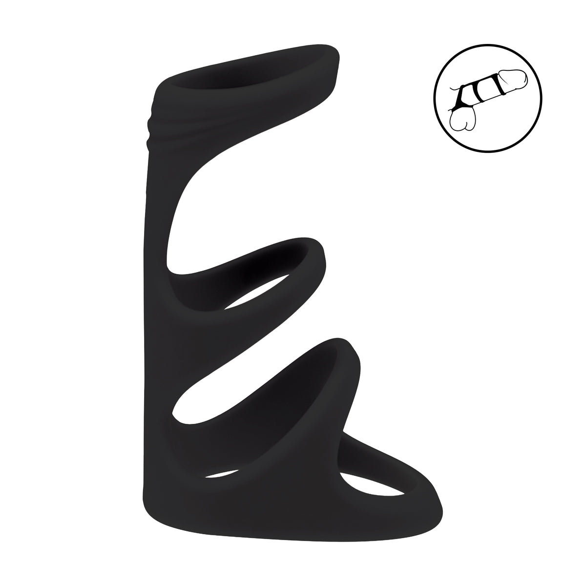 LEVELZ 3-Loop Silicone Cock Ring Black compact and lightweight triple ring for immersive and convenient adult sessions Singapore