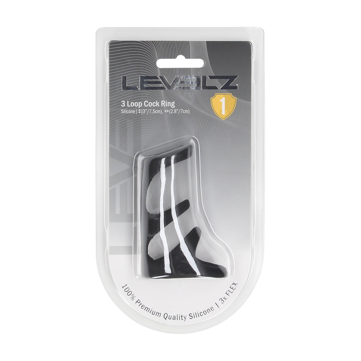LEVELZ 3-Loop Silicone Cock Ring Black wearable and flexible triple-loop design for adjustable fit and enhanced support Singapore