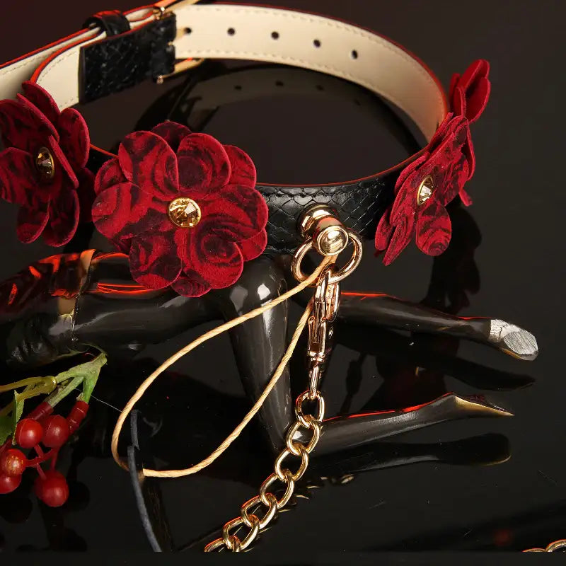 Crimson Collar - Genuine Leather Neck Collar - Frisky Business Adult Sex Toys Shop