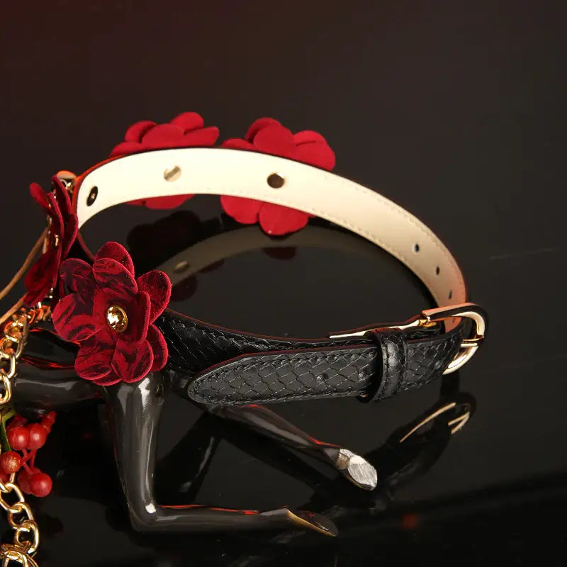 Crimson Collar - Genuine Leather Neck Collar - Frisky Business Adult Sex Toys Shop