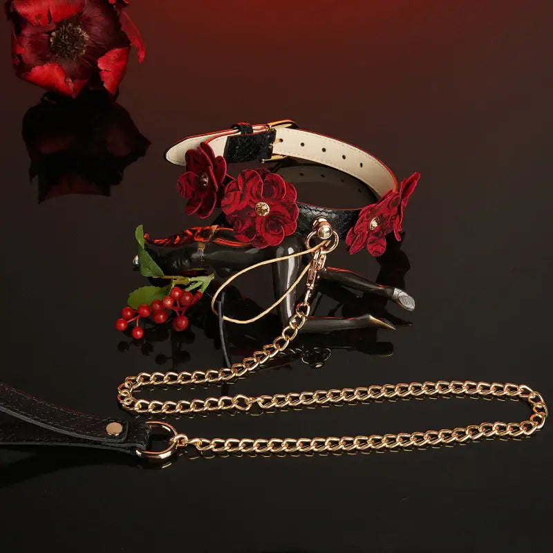 Crimson Collar - Genuine Leather Neck Collar - Frisky Business Adult Sex Toys Shop