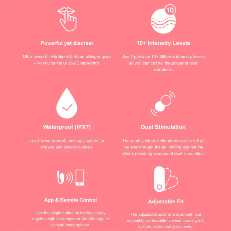 We-Vibe Jive 2 Electric Pink vibrant pink silicone device combining comfort, technology, and style Singapore