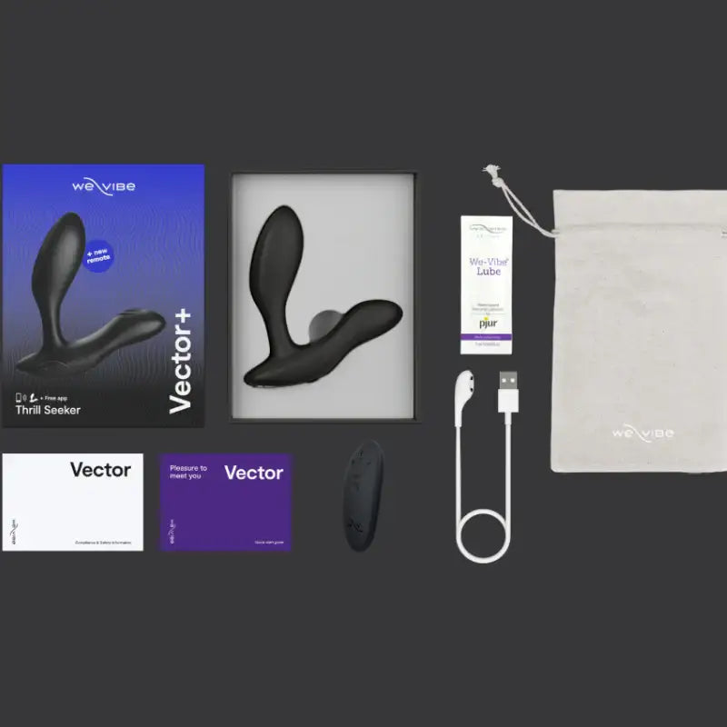We-Vibe Vector+ Charcoal Black USB Rechargeable Wearable Vibrator with Long Battery Singapore