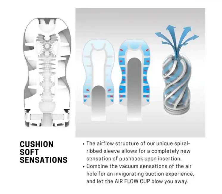Tenga Air Flow Cup Masturbator Gentle White Compact Sleek Design Convenient for Travel Durable Silicone Singapore