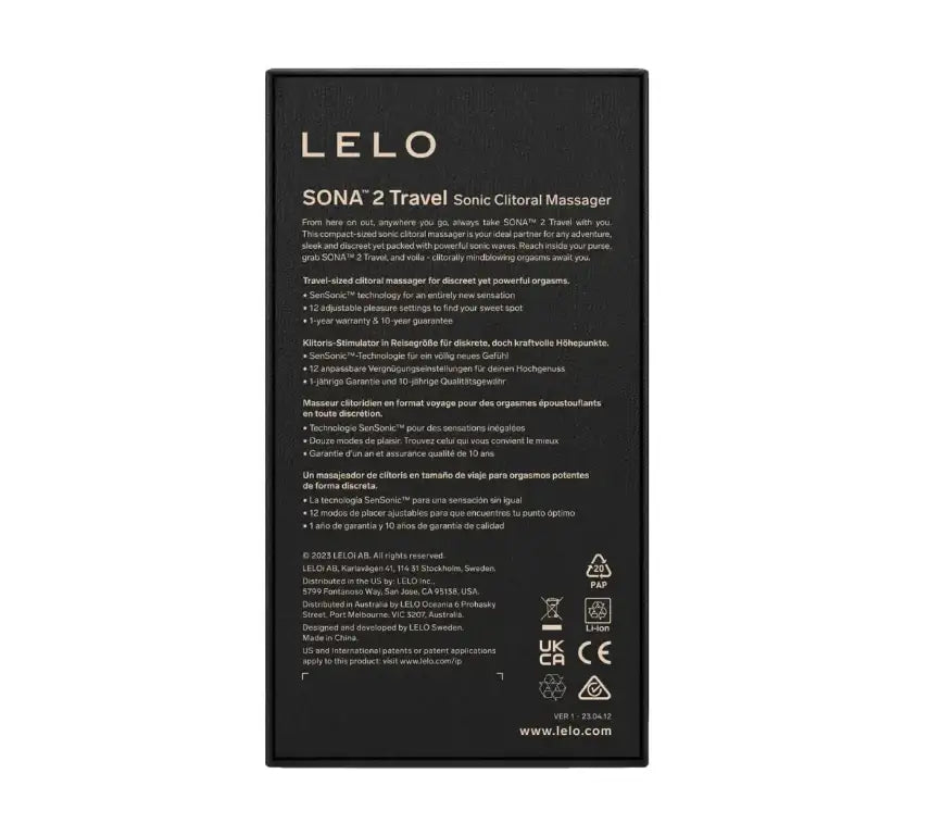 LELO Sona 2 Travel Sonic Clitoral Massager Purple ultra-soft silicone tip for gentle, precise, and safe stimulation Singapore